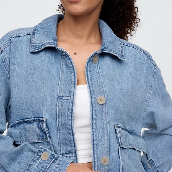 GAP Women's Classic Blue Utility Jacket - Picture 4 of 5